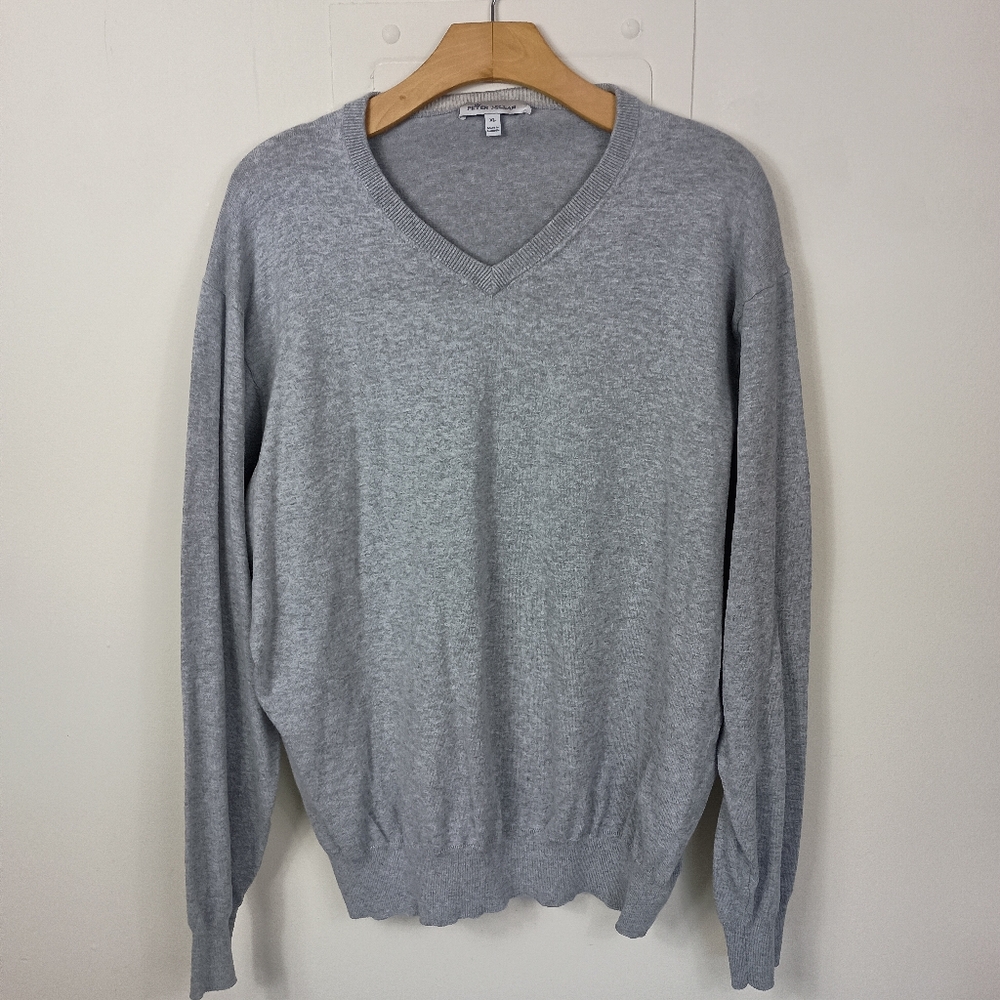 Peter Millar V Neck Sweater XL Mens Gray Pima Cotton Silk Cashmere Golf Spring